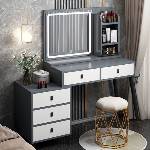 Led makeup mirror with light storage box integrated desktop bedroom dressing table sense fill-in light dressing mirror space design storage mirror 60CM gray + LED light only mirror no table see clearly to place an order