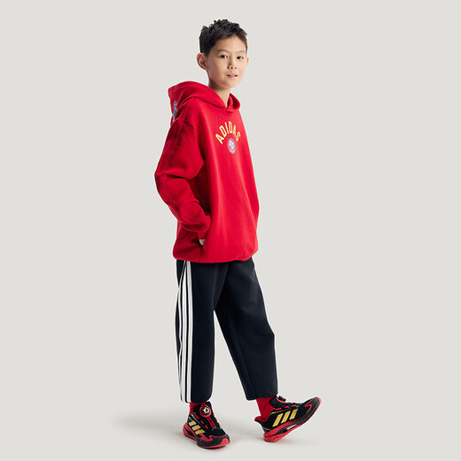 Adidas Children's Clothing 26 Spring and New Year Children's Hooded Red Sweatshirt Men's and Women's Sports Knitted Pullover KG5929
