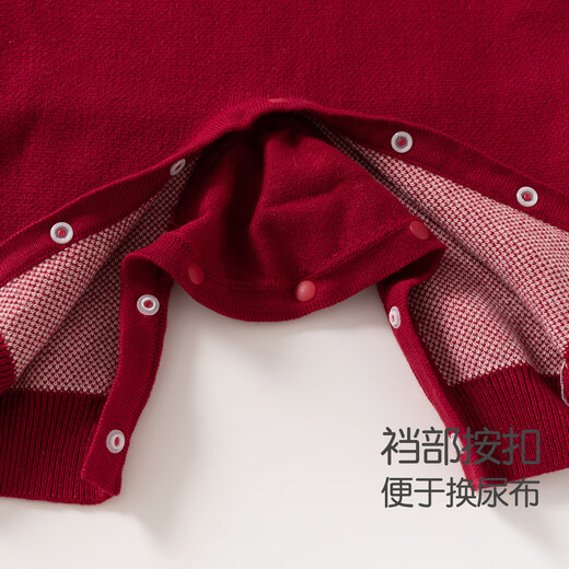 Banxidi baby clothes, spring and autumn infant jumpsuits, baby girl's crawling clothes, knitted harem spring clothes, princess New Year's greeting clothes