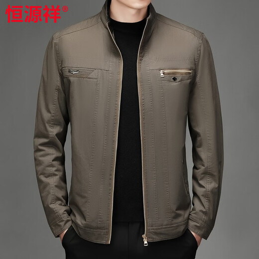 Hengyuanxiang Papá Ropa de otoño e invierno Chaquetas de algodón puro para hombres Chaquetas de mediana edad Ropa para hombres Papás ​​de mediana edad Más terciopelo engrosamiento Algodón puro Color caqui claro Calcetines de algodón sin color más terciopelo 4XL 195 Recomendado 170-185 Jin Jin es igual a 0,5 kg