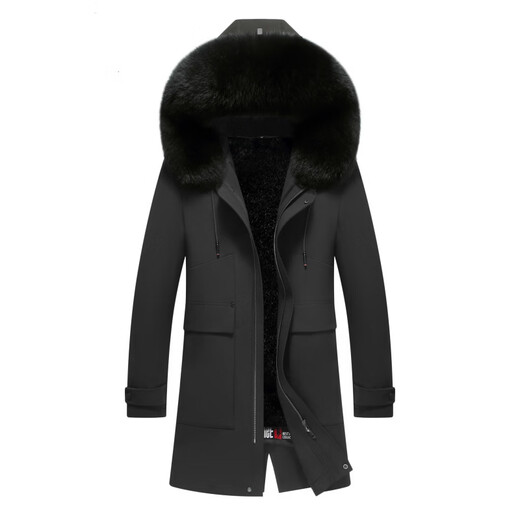 CHEVALPES international first-line brand 2025 winter new fur parka men's medium and long mink liner with integrated fur, blue fox fur collar + mink velvet liner XL 180