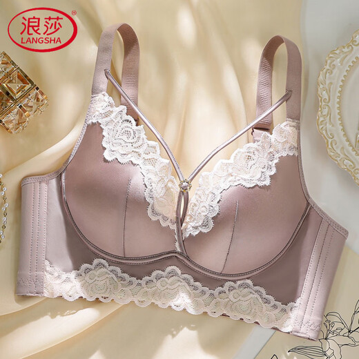 LangSha Light Luxury High-end Beauty Underwear Women's Small Breast Gathering and Enlargement Top Support Anti-Sagging Lucky Red Bra for the Year of the Zodiac Palace Purple 85A 38