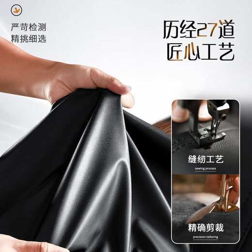 Rich collar 100 wool filling crackle leather jacket quilted warm lapel PU leather jacket winter men's leather jacket men's style