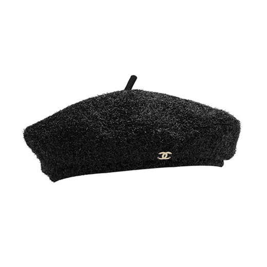Chanel New Year's Gift Fashionable and Versatile Beret Women's Black Black M Basic Packaging - No Box