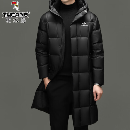 Дятел, пуховая куртка с наполнителем для экстремально холодных условий, мужская длинная зимняя модная повседневная куртка на белом утином пуху, теплая мужская куртка с капюшоном RR-YR9917 Фиолетовый M 170/92A