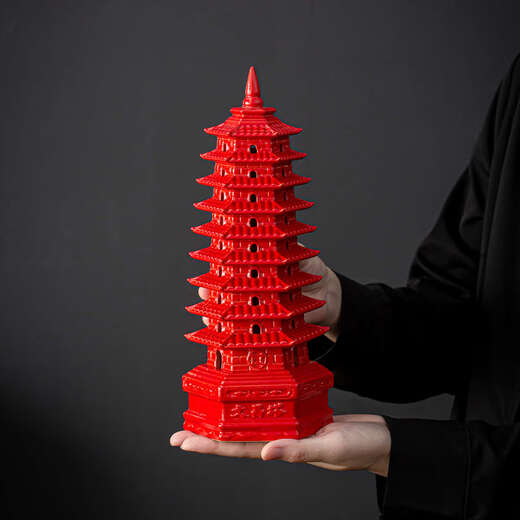 Yusen Yi Wenchang Tower ornaments seven-story living room entrance office desk study room porcelain handicrafts decoration ornaments nine-story Wenchang Tower trumpet yellow