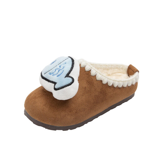 UKUHPK Cute Cartoon Penguin and Fish Children's Baotou Slippers 2026 Autumn and Winter Girls' Outerwear Plush Cotton Slippers Camel 23