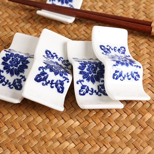 Shop hotel ceramic chopstick holder household chopstick holder dynasty chopstick holder blue and white rhyme porcelain chopstick holder 10 pieces rectangular chopstick holder