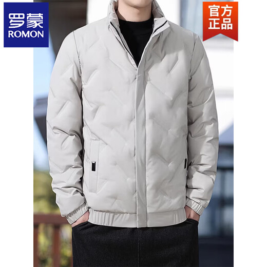 罗蒙（ROMON）商务羽绒服男轻薄秋冬季2025新款保暖白鸭绒百搭男士夹克外套 黑色 M 建议90-105斤