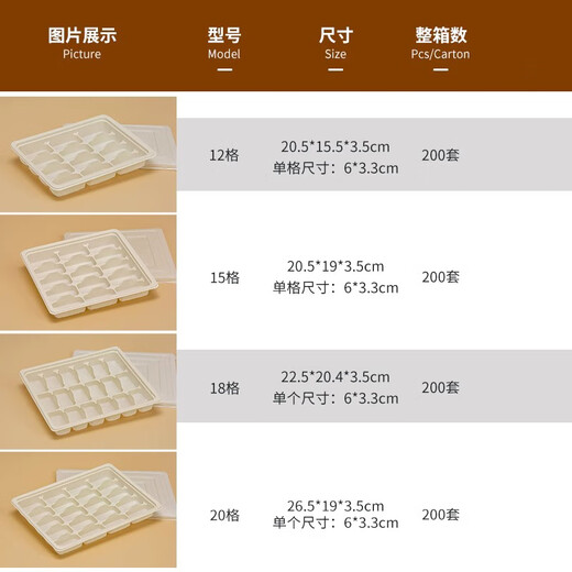 He Jiagong disposable dumpling box biodegradable dumpling packaging box take-out thickened corn starch ring with lid 6 layers oval 127 dumpling box + lid 200 sets