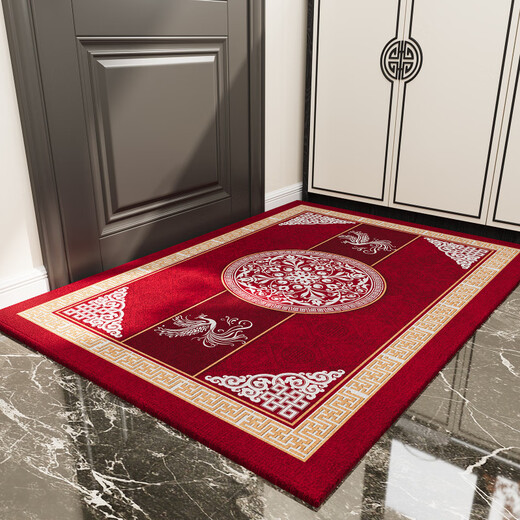 Vieruodis entrance door floor mats 2025 new door mat red festive carpet entrance door mat anti-slip and stain-resistant household Xiangyun Ruicai-Sijin 250cm*450cm new 8th generation Belgian velvet/dirty-resistant and anti-slip