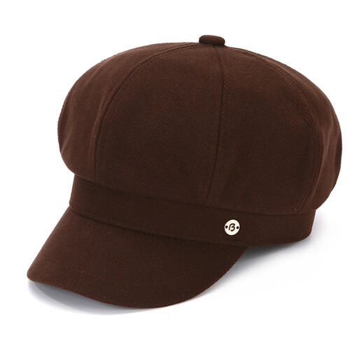 Woolen octagonal hat for women, Korean version, autumn and winter warm beret, spring and autumn peaked cap, fashionable and versatile painter's hat, small round coffee, one size fits all 56-58cm