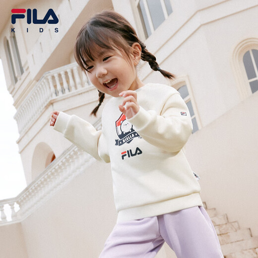 Fila children's clothing 2023 autumn and winter new style velvet sweatshirt for boys and girls, warm long-sleeved and trendy, marigold yellow-YE 80 cm