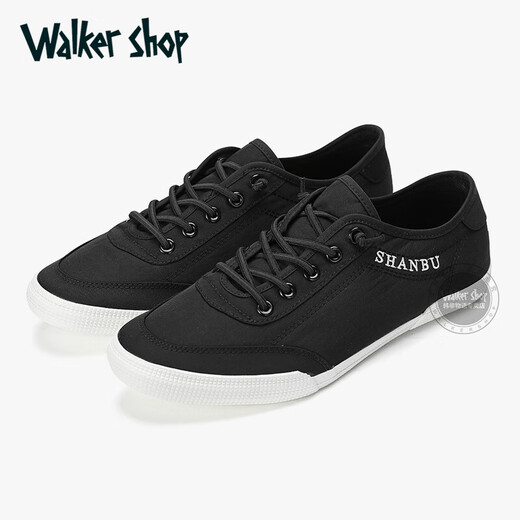 Walker Shop帆布鞋男一脚蹬【舒适透气面料】轻便休闲潮流韩版布鞋 黑白色 42