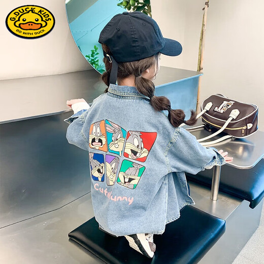 HAL.DUCK Girls' Denim Shirt Spring and Autumn 2026 New Children's Clothing Autumn Style Baby Long-Sleeved Top Autumn Shirt Blue 90 Recommended height 80-90
