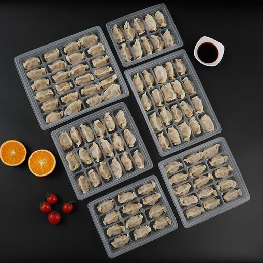 Qinkai disposable dumpling box transparent dumpling box raw dumpling packaging box quick-frozen dumpling box disposable take-out commercial 15-grid transparent thickened dumpling box (600 sets) with lid