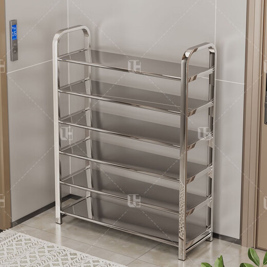 Shoe rack simple entrance door stainless steel household small narrow shoe cabinet new 2025 rental house multi-layer storage rack stainless steel-5 layers 45 upgraded with partitions no Specifications