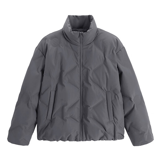 GXG Men's Casual Embossed Stand Collar Warm Short Down Jacket Gray (New) L