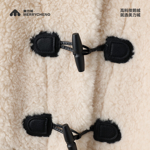 Meili City Xi Mengyao's same style down jacket lambswool hooded windbreaker medium length wide warm goose down jacket goose yellow S