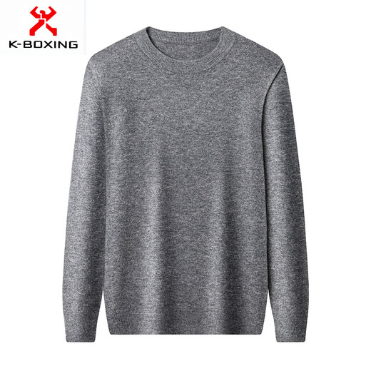 KBXNG劲霸商务男装衫男圆领套头秋冬纯色长袖男士打底衫中年休商务男装 深灰色 S 165