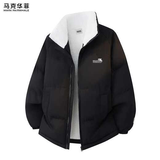 MARK FAIRWHALE Hong Kong-style retro casual cotton clothes for men 2025 winter new lamb velvet warm, comfortable and fashionable trendy brand tops black cold-proof and warm S recommended 90-120 Jin Jin equals 0.5 kg