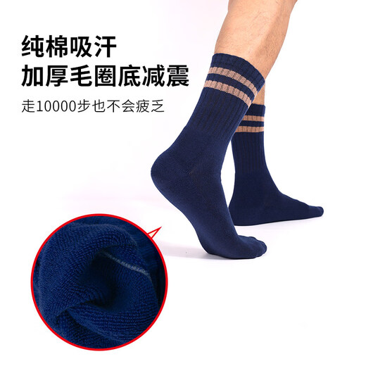 Jianjian Socks Men's Mid-Length Pure Full Terry Socks Autumn and Winter Thickened Warm Men's Stockings Black*5 One Size