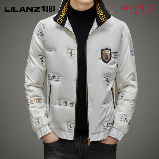 LILANZ Мужской глянцевый несмываемый пуховик Короткий зимний стиль Утепленный модный красивый повседневный утиный черный цвет L _Рекомендуется 100-120 Джин Джин равен 0,5 кг для ношения