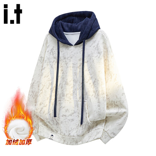 ШОКОЛАДНЫЙ it Мужская американская модная брендовая толстовка с капюшоном контрастного цвета, мужская зимняя бархатная свободная куртка-пуловер 2025 года, черная, XL Рекомендуется 130-145 Джин Джин равен 0,5 кг