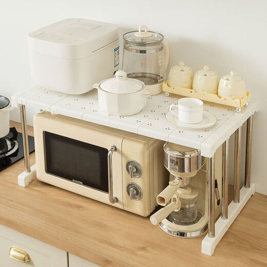 Fantasy kitchen microwave shelf storage rack multi-layer multi-layer household oven countertop rice cooker storage shelf length 89-109 width 24 height 22cm stainless steel tube left and right retractable