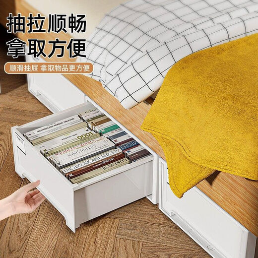 Storage box drawer-type plastic clothing storage box transparent clothing underwear storage box wardrobe storage cabinet desktop 28L depth 40 width 30 height 23 white drawer 1 pack