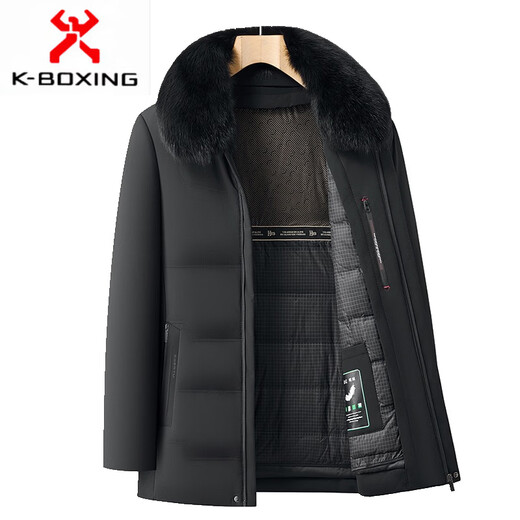 KBXNG Jinba winter new down jacket men's removable down liner fox fur collar middle-aged and elderly dads warm A108 Navy (fox fur collar + removable down liner) M 170/48