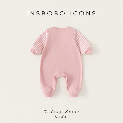 INSBOBO baby clothes 2026 spring new baby girl crawling clothes baby jumpsuit newborn spring clothes pink 66cm