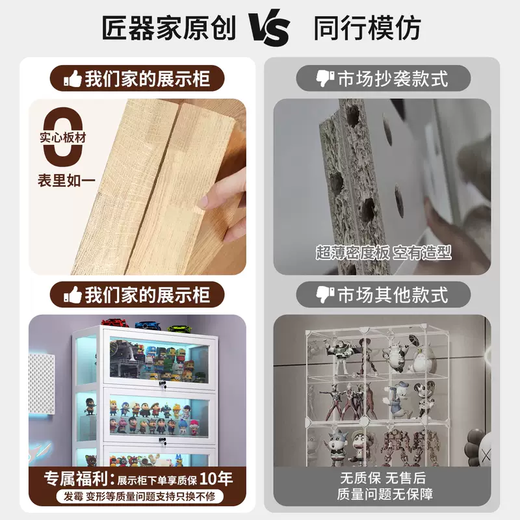 Yusenyi lockable figure display cabinet competition room indoor dust keyboard display stand household blind box storage cabinet with light Main picture 5 layers 80 long (huiyue white)