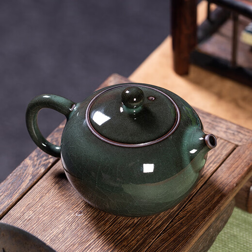Longquan Celadon Creative Household Teapot Iron Tire Xishi Teapot Single Pot Ice Crack Ceramic Purely Handmade Kung Fu Tea Set Filter Pot Iron Tire Xishi Teapot Gift Box