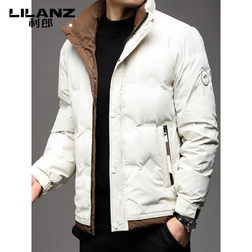 LILANZ Модный утепленный пуховик с воротником-стойкой, мужской повседневный повседневный зимний пуховик 2025 года, мягкая куртка черного цвета, M 165 Рекомендуется 80-95Jin Jin равен 0,5 кг