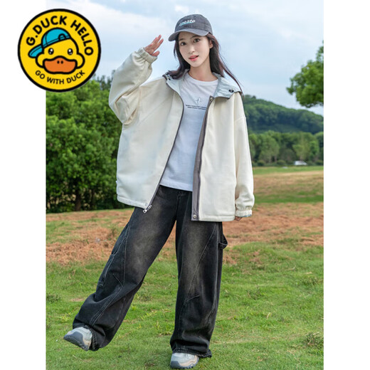 G.duck Little Yellow Duck Girls' Jacket Spring and Autumn New Reversible Style Top Reversible Jacket 150 cm