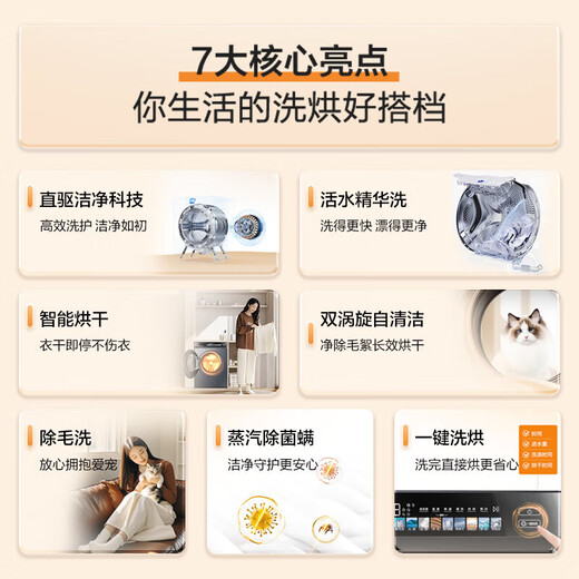 Haier Little Red Flower Fully Automatic Drum Washing and Drying Integrated Washing Machine with Drying Integrated 10KG Home Appliances National Subsidy OCC XQG100-HBE376XS