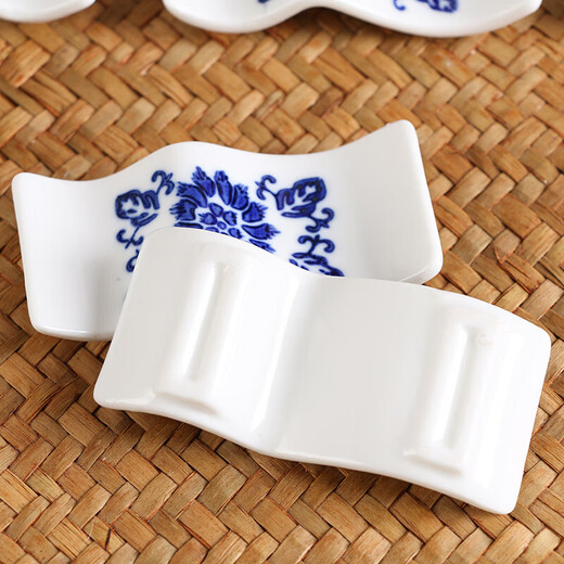 Shop hotel ceramic chopstick holder household chopstick holder dynasty chopstick holder blue and white rhyme porcelain chopstick holder 10 pieces rectangular chopstick holder