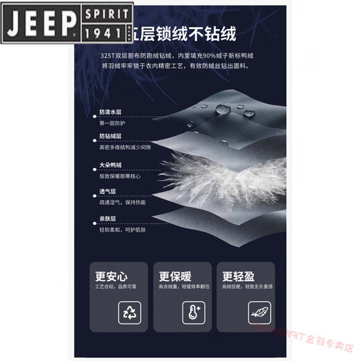 JEEP SPIRIT high-end down jacket men's winter 202 new style lapel large size plus fat top thickened warm winter men's jacket Desert Card S