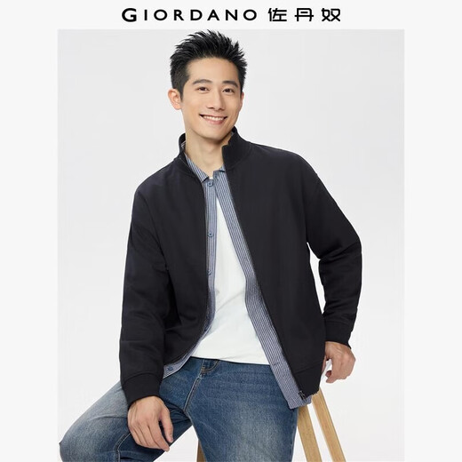 Giordano casual jacket men's spring new double-sided cloth loose stand-up collar zipper sweatshirt jacket for men 01075851