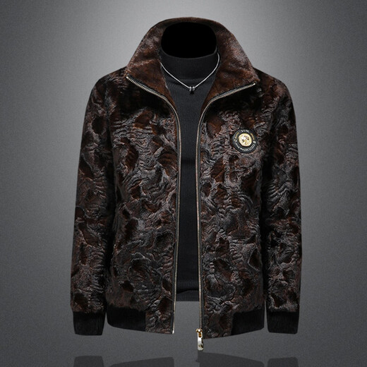 GENIUS international first-line brand gold mink velvet jacket men's fur integrated 2025 new men's mink velvet jacket high-end winter wear brown M 100-125Jin Jin equals 0.5 kg