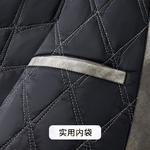Rich collar full wool filled PU leather men's leather jacket winter imitation lambswool lapel quilted warm leather jacket jacket for men