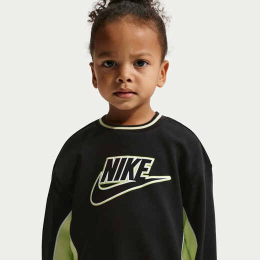Nike Infant French Terry Contrast Color Round Neck Top and Pants Set Spring New Boys NIKE IR7944 010 Black 100cm 3T