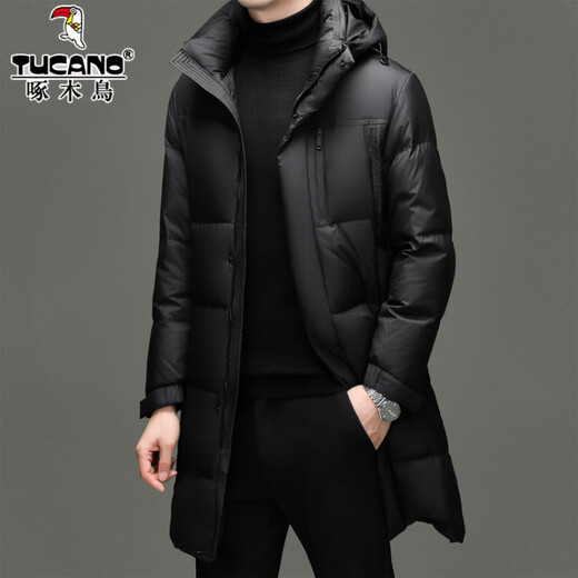 啄木鸟中长款羽绒服男士冬季东北零下40度极寒加厚保暖90白鸭绒外套男 98835黑色 L 175