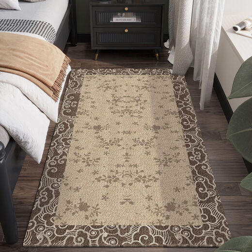 Fantasy bedroom bedside carpet retro style long blanket under the bed room non-slip floor mat household stain-resistant vacuum bed front mat 120x160cm upgraded Belgian velvet Muning