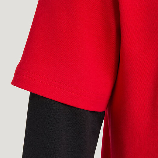 Adidas Children's Clothing 26 New Year's Boys' Round Neck Red Sweatshirt Medium and Large Children's Fake Two-piece Sports Pullover KV6980