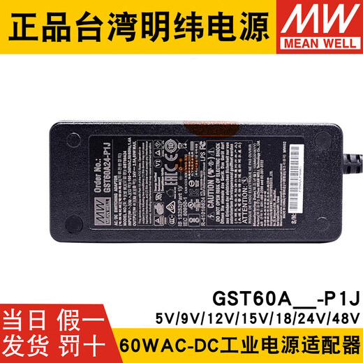 GST60A MEAN WELL power adapter A12/A24/A05/A07/A09/A15/A18/A48 P1J 7 GST60A05-P1J 5V without input line