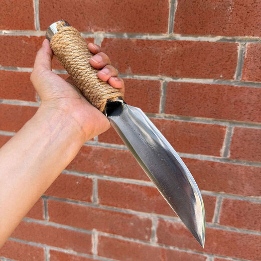 康掌柜屠宰剃骨刀炮弹壳钢锻打户外生存矛刀分割刀牛羊肉分割手把肉小刀 白 15cm