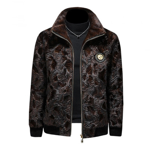 GENIUS international first-line brand gold mink velvet jacket men's fur integrated 2025 new men's mink velvet jacket high-end winter wear brown M 100-125Jin Jin equals 0.5 kg