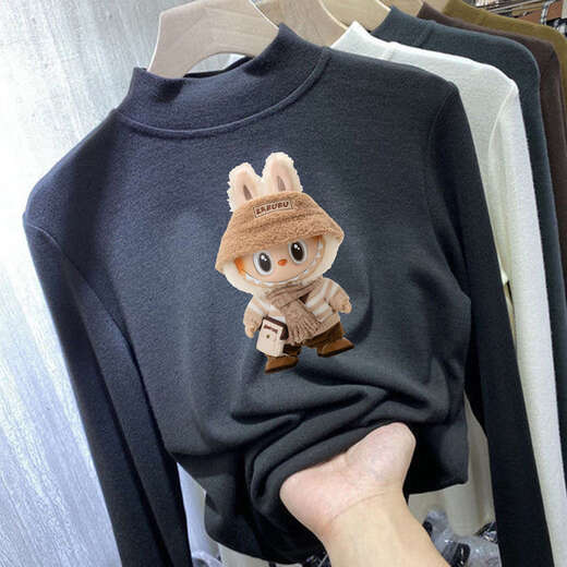 BALA is suitable for boys and girls, thickened German velvet bottoming shirt for autumn and winter clothing, children's long-sleeved brushed half-height, white LBB003 110cm